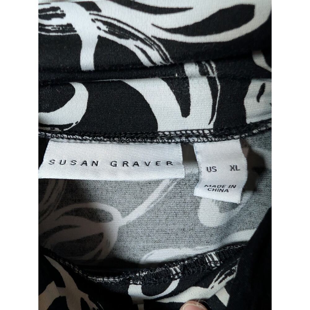 Susan Graver Top Shirt Tunic Women's Size XL Geometric High Neck Stretchy Blouse - Picture 5 of 12
